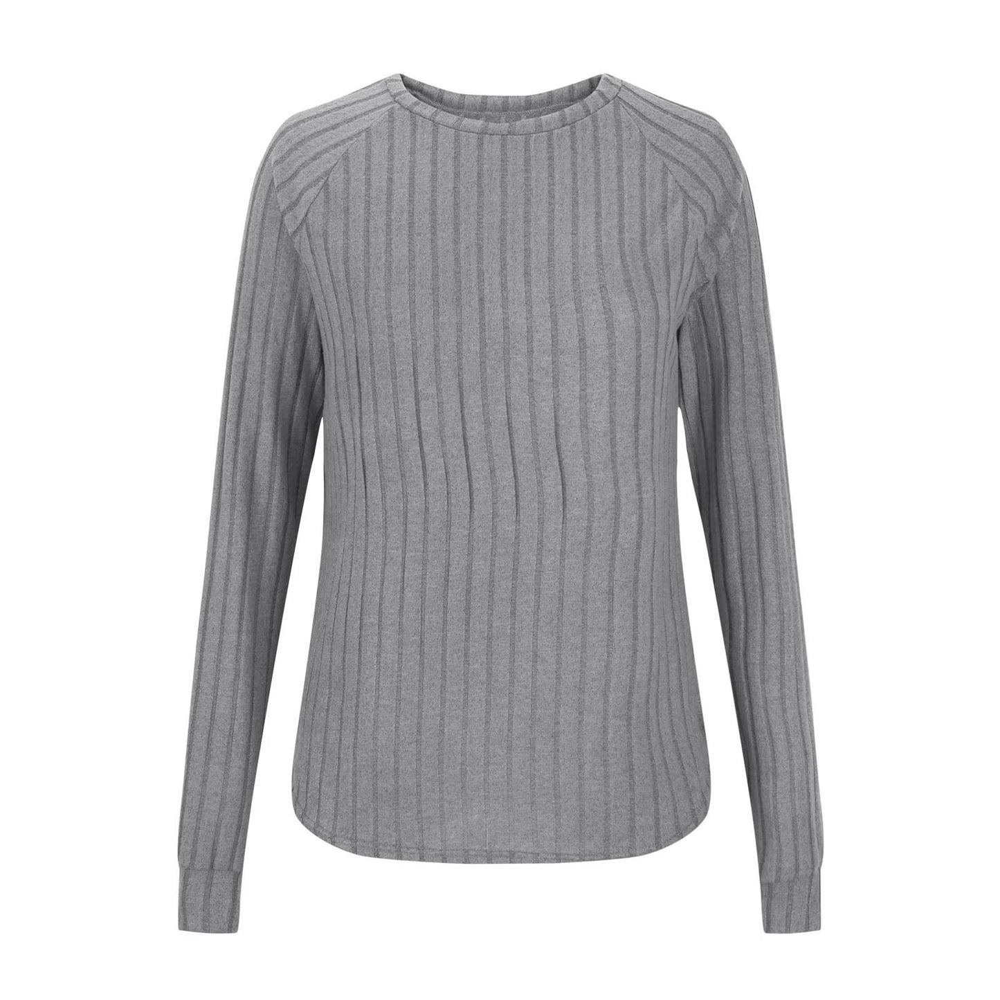 Sweaters for Women Casual round Neck Solid Color Long Sleeve Knitted Pullover Tops