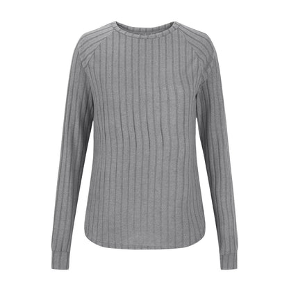 Sweaters for Women Casual round Neck Solid Color Long Sleeve Knitted Pullover Tops