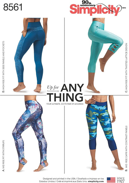 US8561AA Women'S Knit Legging Sewing Patterns, Sizes XS-XL