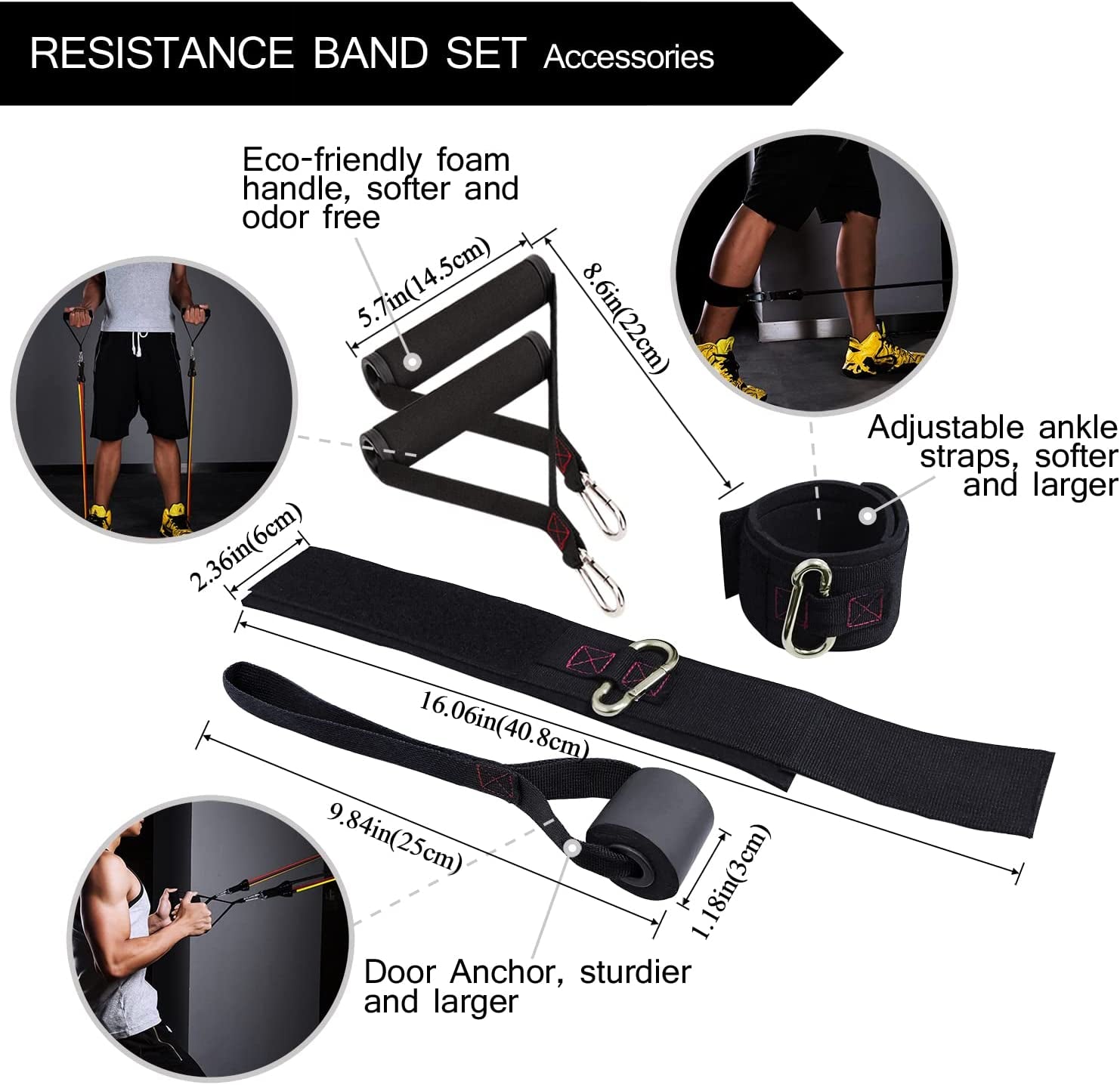 Resistance Bands with Handle Set - for Men and Women, Workout Bands for Strength Exercise, with Handles, Door Anchor & Ankle Straps, for Rehab, Yoga and Fitness