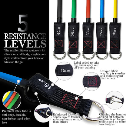 Resistance Bands with Handle Set - for Men and Women, Workout Bands for Strength Exercise, with Handles, Door Anchor & Ankle Straps, for Rehab, Yoga and Fitness