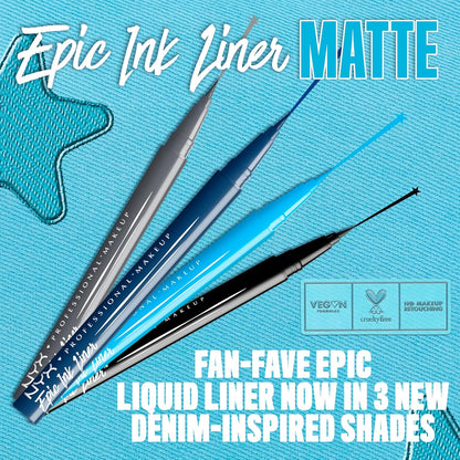 PROFESSIONAL MAKEUP Epic Ink Liner, Waterproof Liquid Eyeliner - Black, Vegan Formula