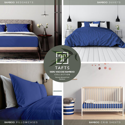 King Sheets Set, Pure 100% Viscose Derived from Bamboo Bed Sheets Set, Luxuriously Soft, Silky, Cooling Sheets, Double Stitched, Lifetime Quality Promise (Navy)