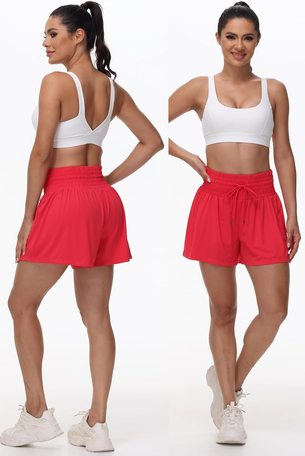 Flowy Athletic Shorts for Women Gym Workout Running Short Pants High Waist Skort with Pocket Casual Summer Clothes