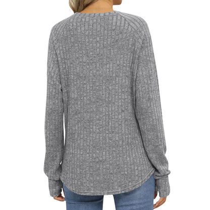 Sweaters for Women Casual round Neck Solid Color Long Sleeve Knitted Pullover Tops