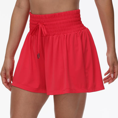 Flowy Athletic Shorts for Women Gym Workout Running Short Pants High Waist Skort with Pocket Casual Summer Clothes