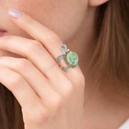 925 Sterling Silver Shiny Natural Ice Jade Cute Little Turtle Innovative Design Beach Wave Vacation Wave Ocean Lover Ring Women'S Precious Ring Jewelry-Making-Patterns