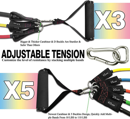 Resistance Bands with Handle Set - for Men and Women, Workout Bands for Strength Exercise, with Handles, Door Anchor & Ankle Straps, for Rehab, Yoga and Fitness