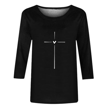 Women'S Blouses Clothes Trendy Print 3/4 Sleeve round Neck Tee Shirts Tops Loose Fit Fashion Womens Tops Casual